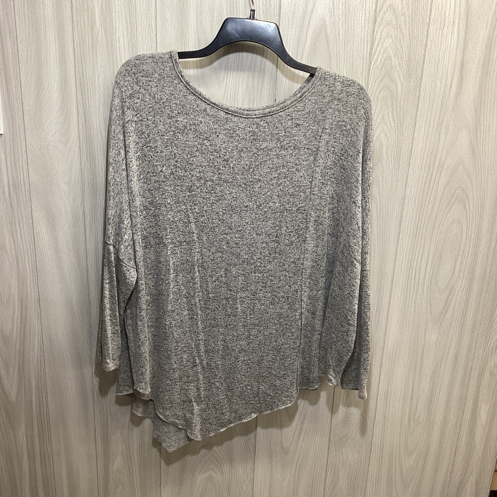 Olivia Sky Women's (Size L) 3/4 Sleeve Scoop Neck Knit Top Stretch Gray
